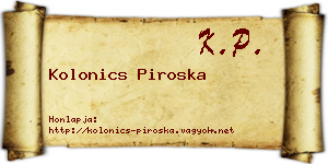 Kolonics Piroska névjegykártya