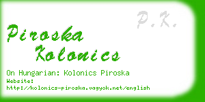 piroska kolonics business card